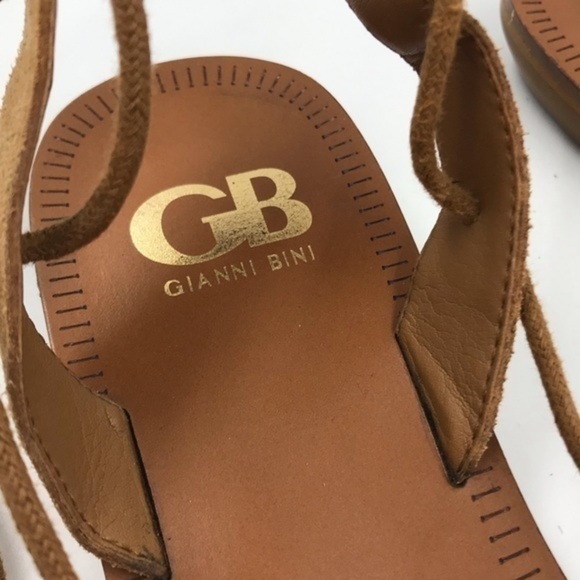 Gianni Bini Tan Leather Ankle Tie Lace Up Sandals Size 8.5 - Picture 6 of 8